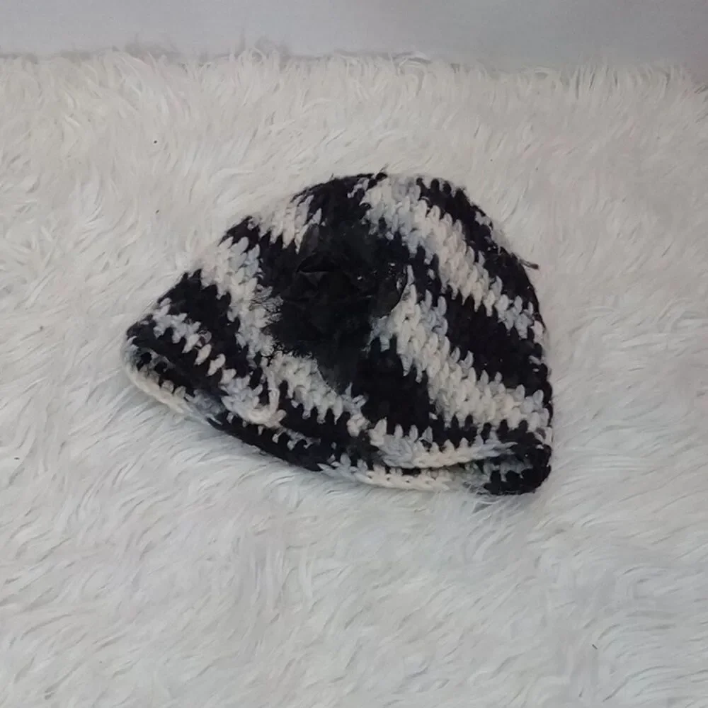 Winter girl bundle black/white hat and blue white  headbands
